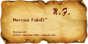 Mercsa Fabó névjegykártya